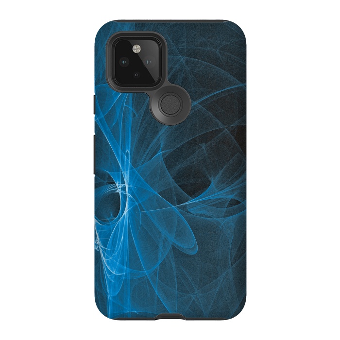 Pixel 5 StrongFit Blue Light Fractals On Black by Andrea Haase