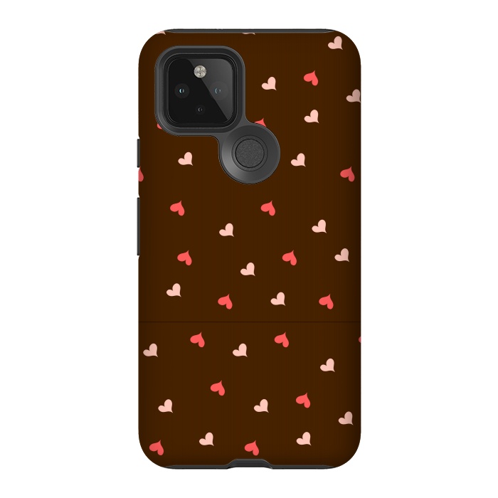 Pixel 5 StrongFit red hearts with brown background by MALLIKA