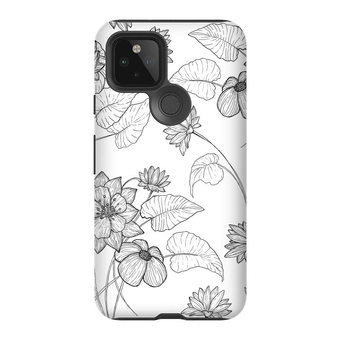 Pixel 5 StrongFit Monochrome Sketchbook Floral by Becky Starsmore