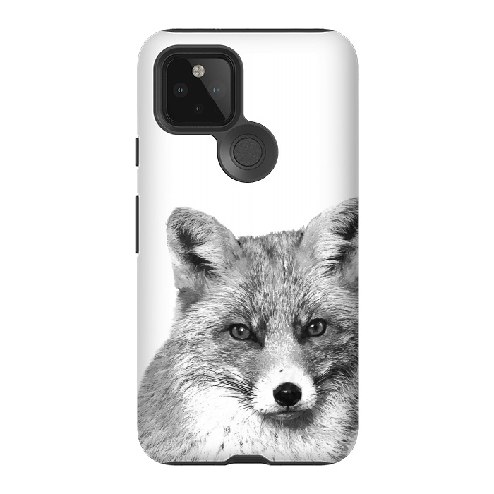 Pixel 5 StrongFit Black and White Fox by Alemi