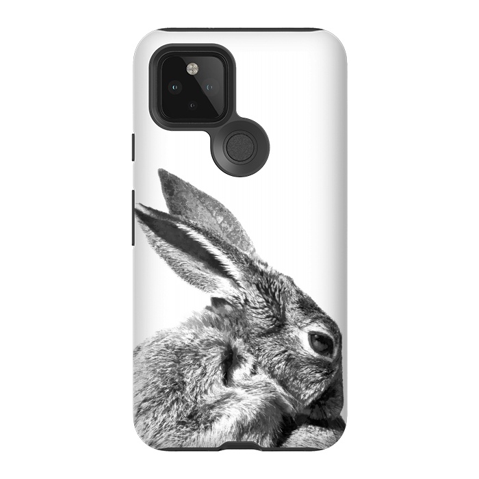 Pixel 5 StrongFit Black and White Rabbit by Alemi
