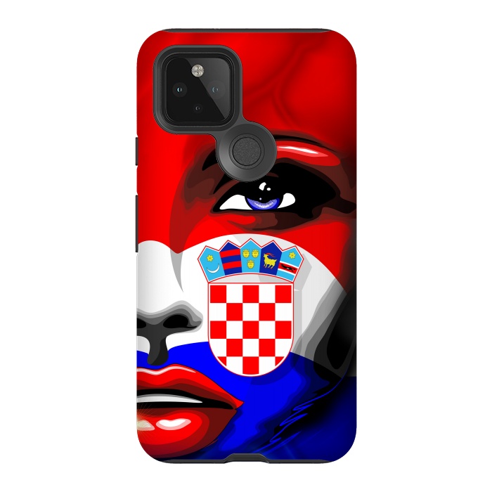 Pixel 5 StrongFit Croatia Flag Beautiful Girl Portrait by BluedarkArt