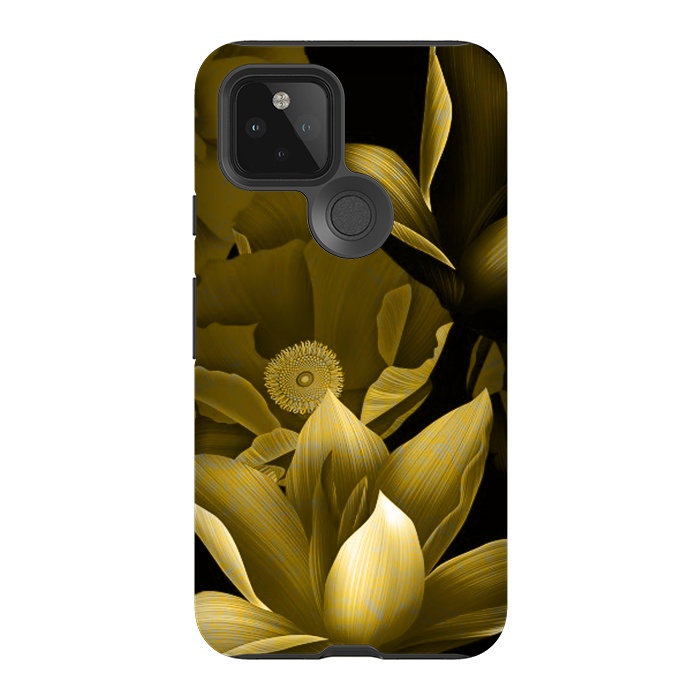 Pixel 5 StrongFit Gold floral by Kashmira Baheti