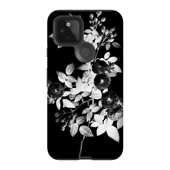 Pixel 5 StrongFit Black and white rose botanical illustration by Oana 