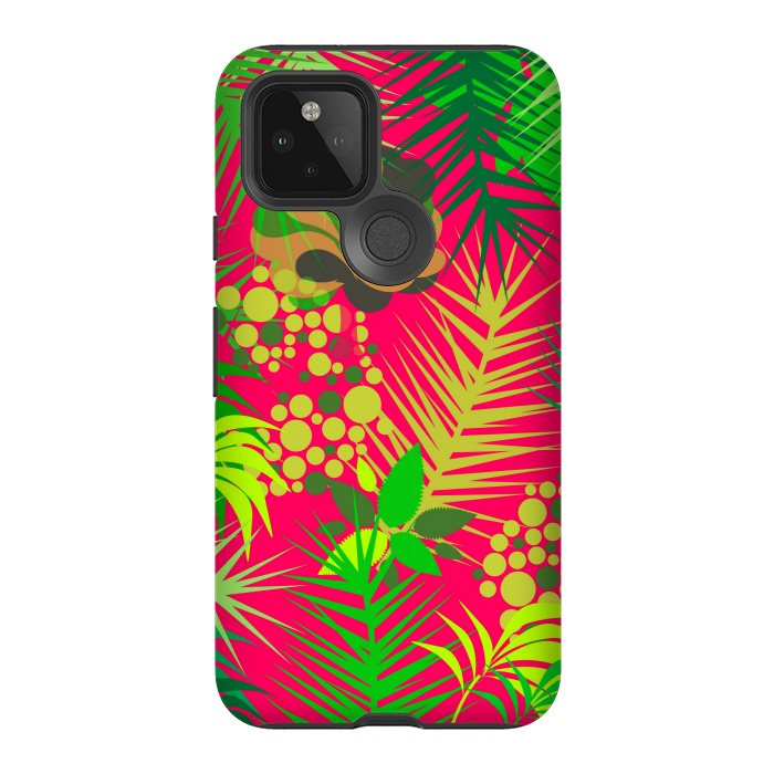 Pixel 5 StrongFit pink tropical pattern by MALLIKA