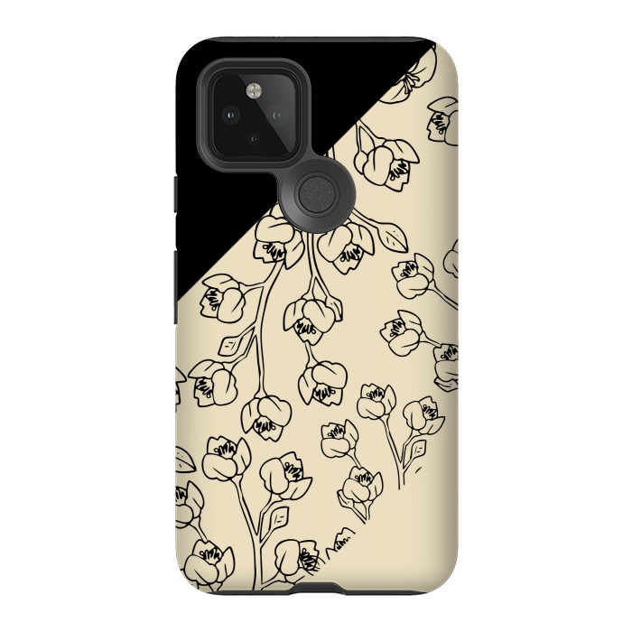 Pixel 5 StrongFit floral offwhite pattern by MALLIKA