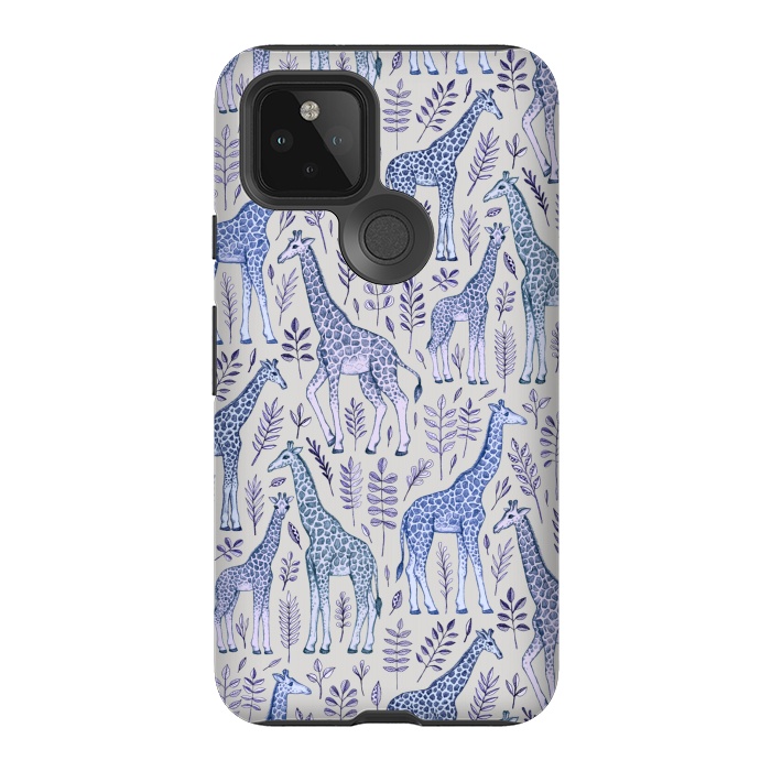 Pixel 5 StrongFit Little Giraffes in Blue, Purple and Grey by Micklyn Le Feuvre