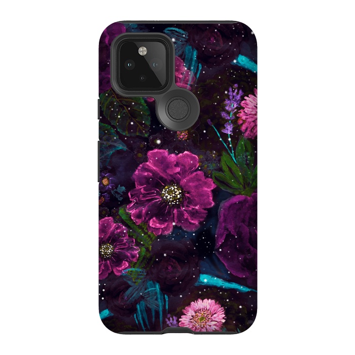 Pixel 5 StrongFit Whimsical Watercolor night garden floral hand paint  by InovArts