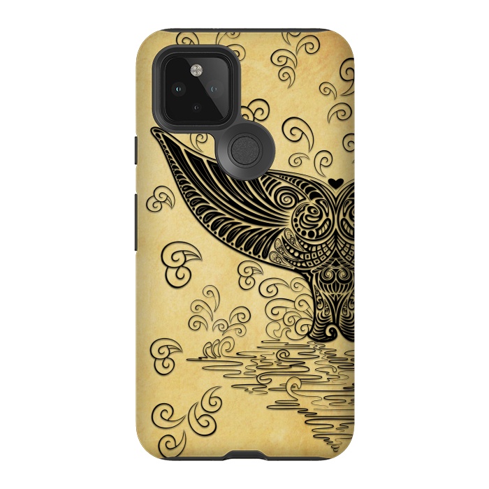 Pixel 5 StrongFit Whale Tail Boho Vintage Tattoo Style by BluedarkArt