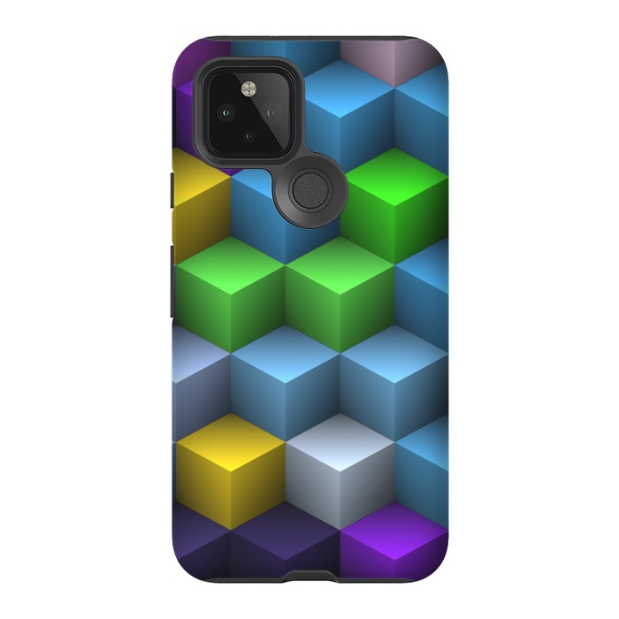 Pixel 5 StrongFit 3D Colorful Squares Pattern by Art Design Works