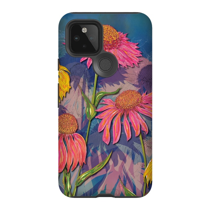 Pixel 5 StrongFit Pink Coneflowers by Lotti Brown