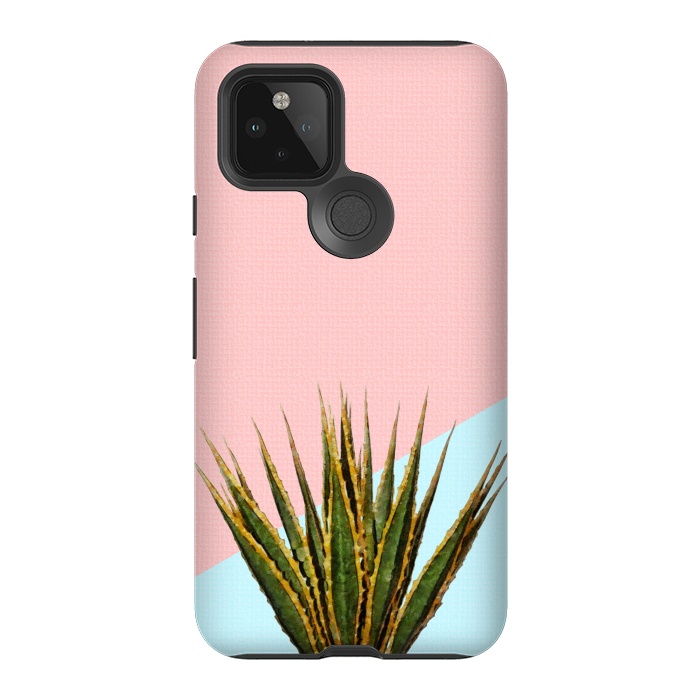 Pixel 5 StrongFit  Agave Plant on Pink and Teal Wall by amini54