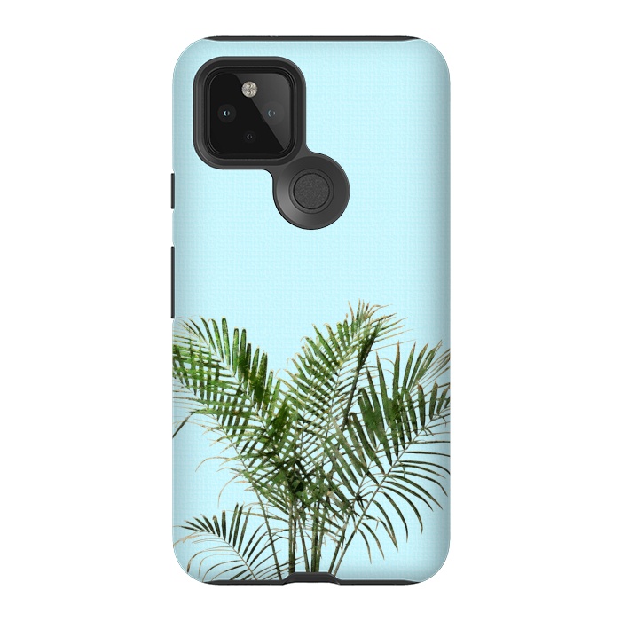 Pixel 5 StrongFit  Palm Plant on Pastel Blue Wall by amini54