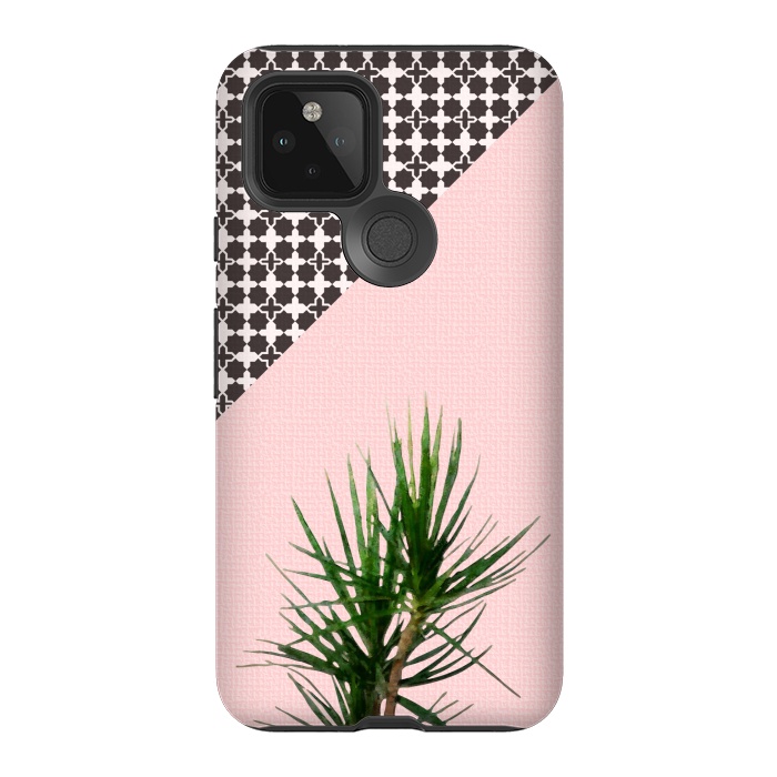 Pixel 5 StrongFit Dracaena Plant on Pink and Lattice Pattern Wall by amini54
