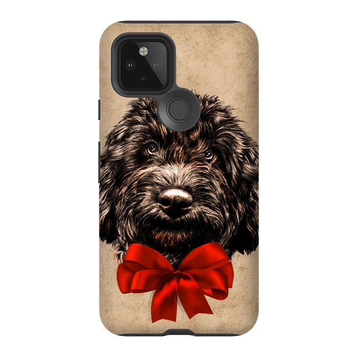 Pixel 5 StrongFit Dog Cute Vintage Puppy Pet with Red Bow by BluedarkArt