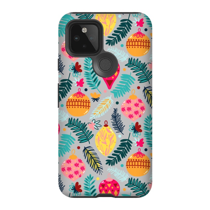 Pixel 5 StrongFit Colorful Christmas - Grey  by Tigatiga