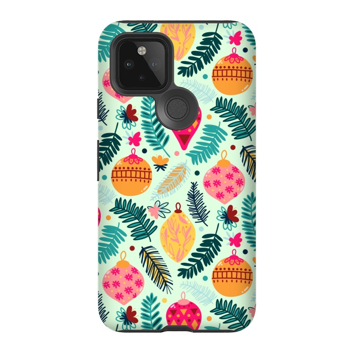 Pixel 5 StrongFit Colorful Christmas - Mint  by Tigatiga
