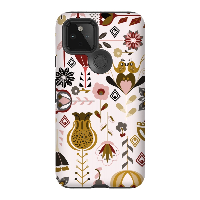 Pixel 5 StrongFit Scandinavian Flowers in Mustard and Pink by Paula Ohreen