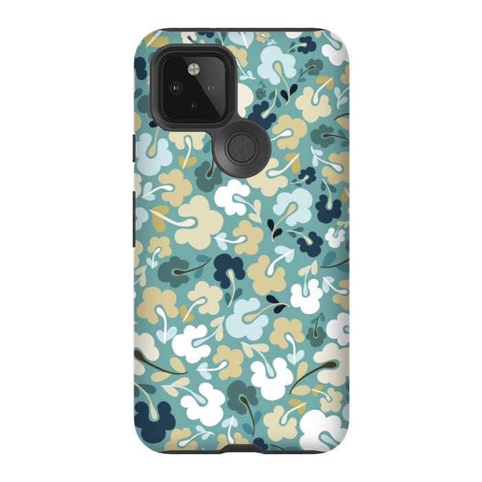 Pixel 5 StrongFit Ditsy Flowers in Green and Blue by Paula Ohreen