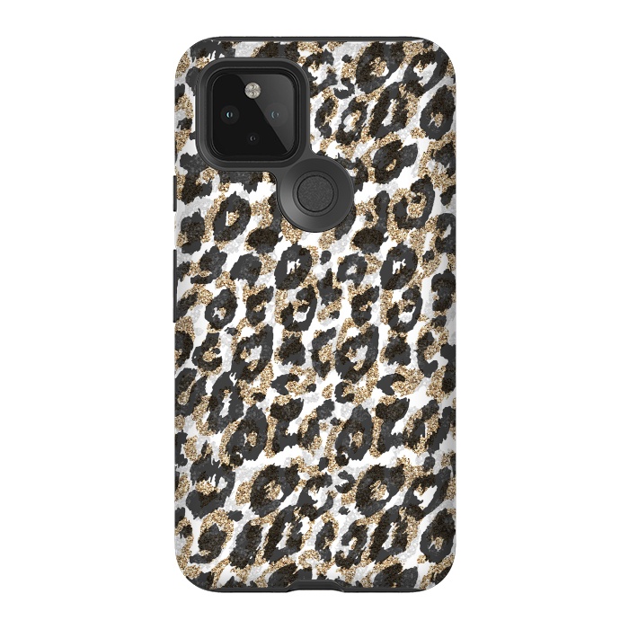 Pixel 5 StrongFit Elegant gold leopard animal print pattern by InovArts