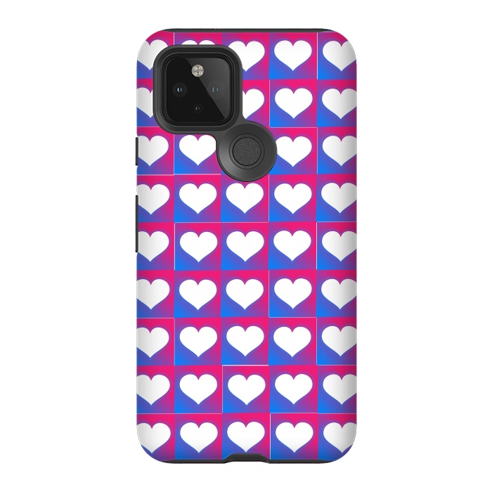 Pixel 5 StrongFit hearts pattern blue pink by MALLIKA