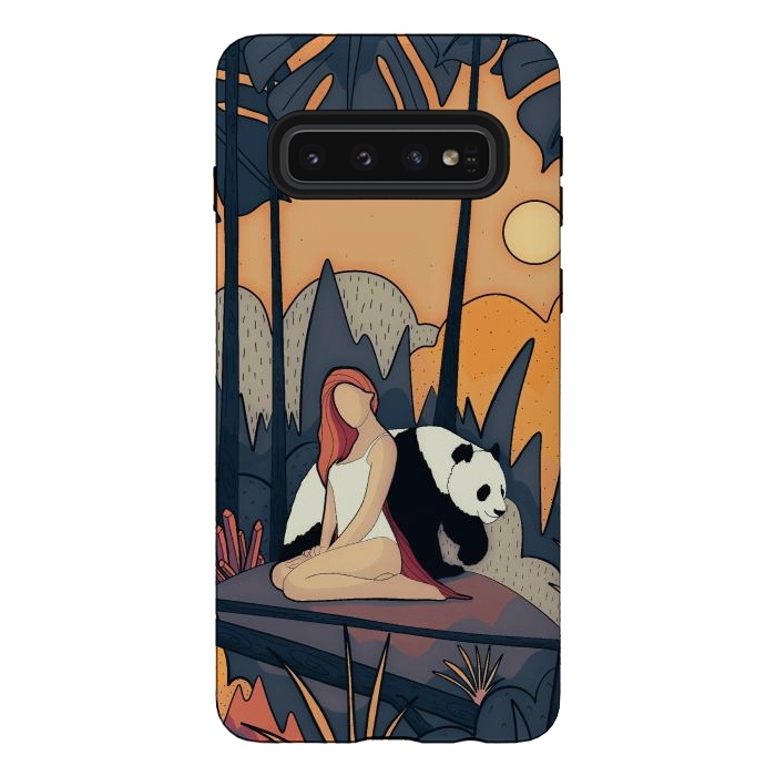 Galaxy S10 StrongFit The panda and the girl by Steve Wade (Swade)