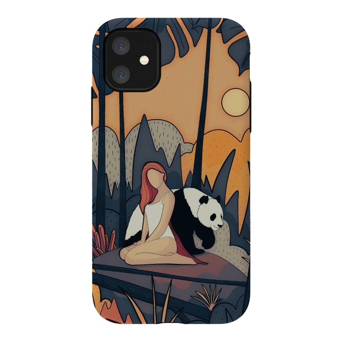 iPhone 11 StrongFit The panda and the girl by Steve Wade (Swade)