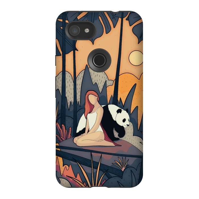 Pixel 3AXL StrongFit The panda and the girl by Steve Wade (Swade)
