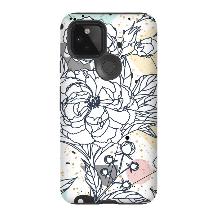 Pixel 5 StrongFit Modern geometric shapes and floral strokes design by InovArts