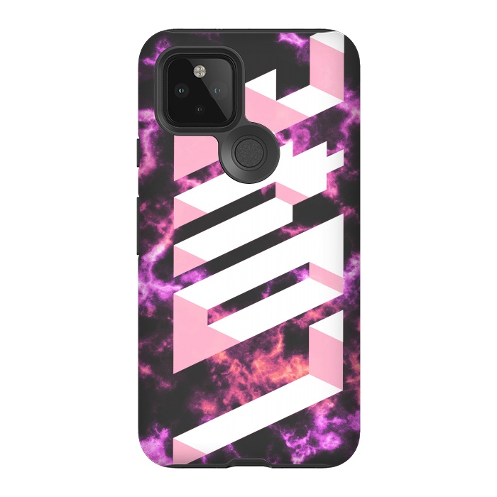 Pixel 5 StrongFit Love - 3D pink typography on magenta dark marble by Oana 