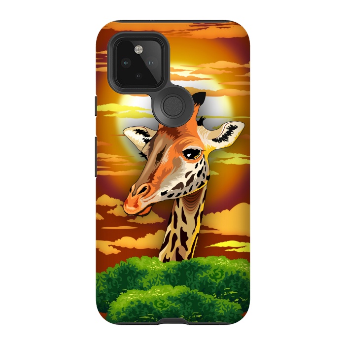 Pixel 5 StrongFit Giraffe on Wild African Savanna Sunset  by BluedarkArt