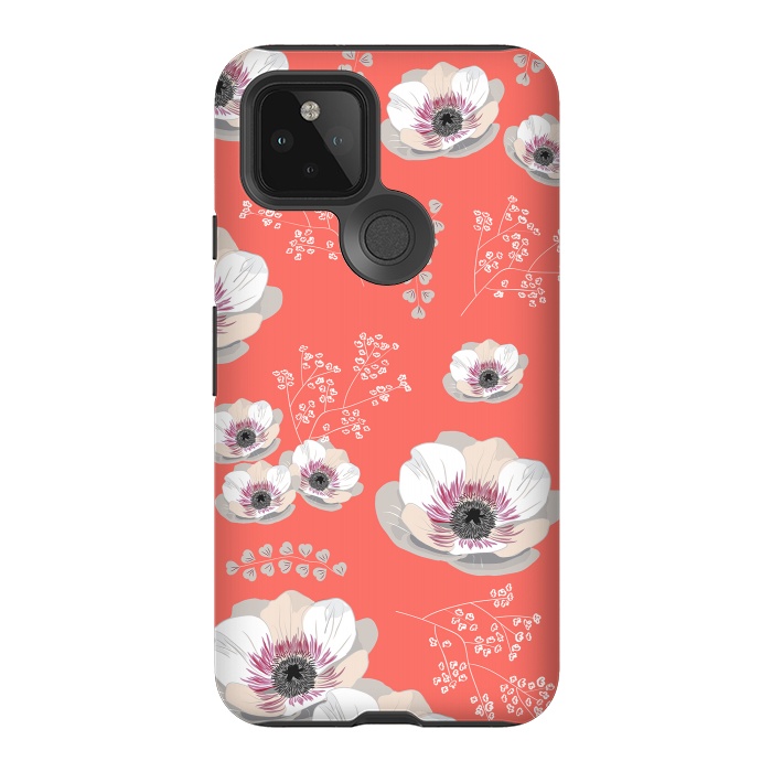 Pixel 5 StrongFit Anemones in Living Coral  by Anis Illustration