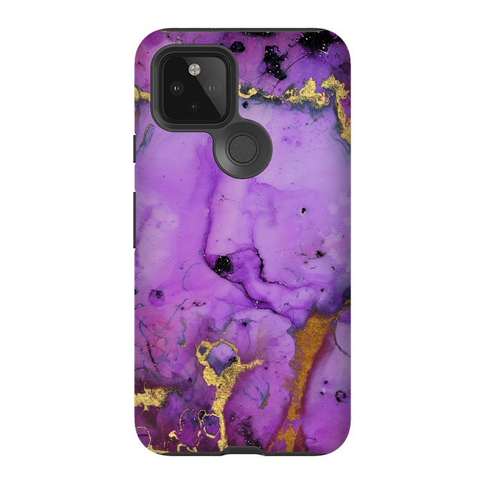 Pixel 5 StrongFit Purple Marble with Gold and black glitter veins by  Utart