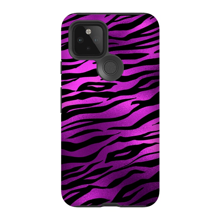 Pixel 5 StrongFit Purple Black Tiger Skin by  Utart