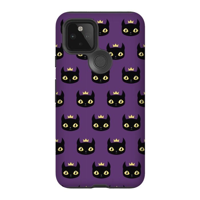 Pixel 5 StrongFit Black cat pattern by Laura Nagel