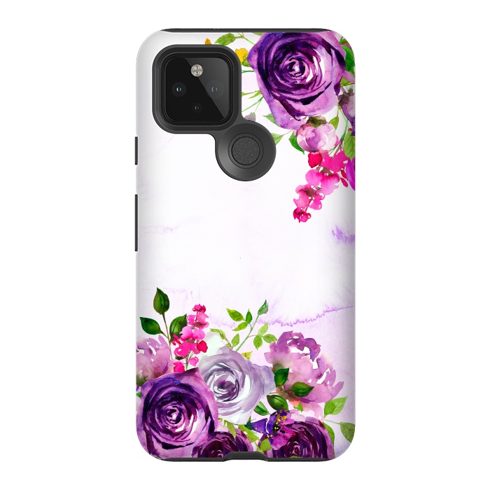 Pixel 5 StrongFit Hand drawn purple and pink florals by  Utart