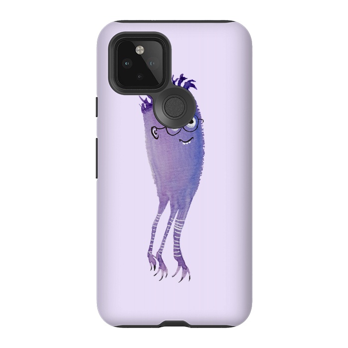 Pixel 5 StrongFit Geek Jellyfish Funny Monster With Glasses Watercolor by Boriana Giormova