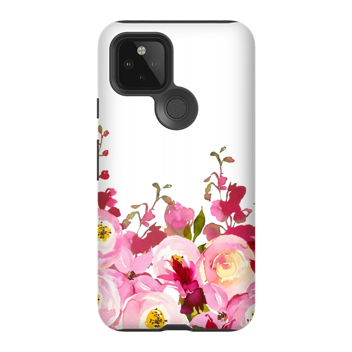 Pixel 5 StrongFit Red and Pink Floral Meadow by  Utart