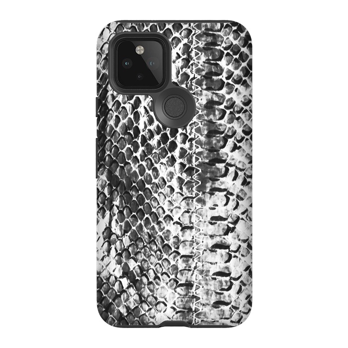 Pixel 5 StrongFit Black and white ink snake skin animal print by Oana 