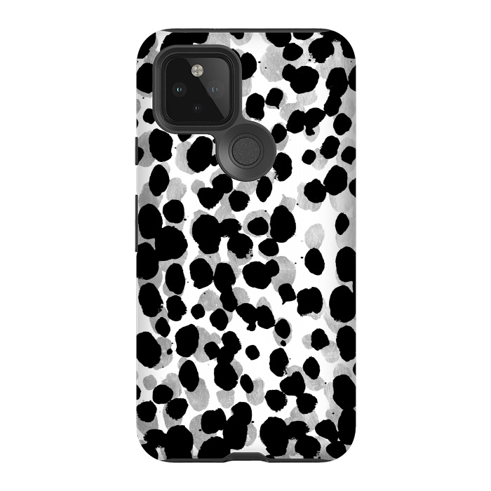 Pixel 5 StrongFit animal print spots black and silver by Oana 