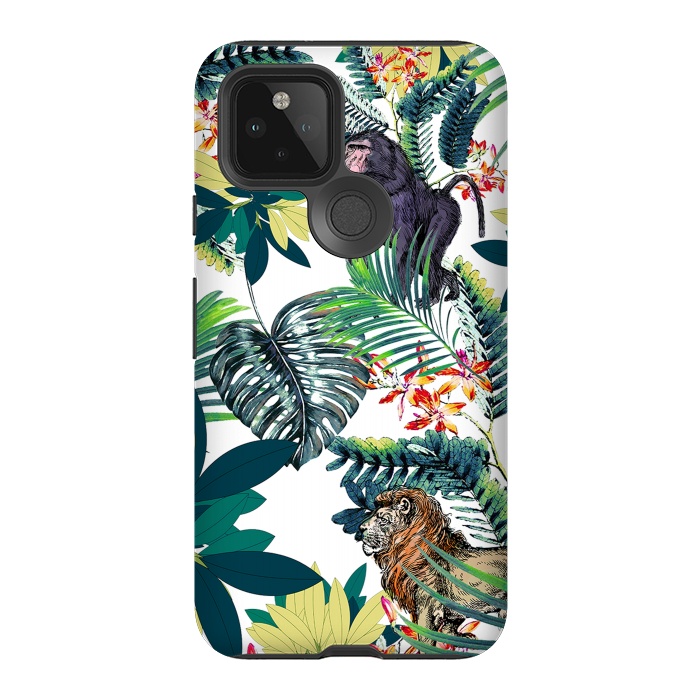 Pixel 5 StrongFit Monkey, lion and tropical foliage illustration by Oana 