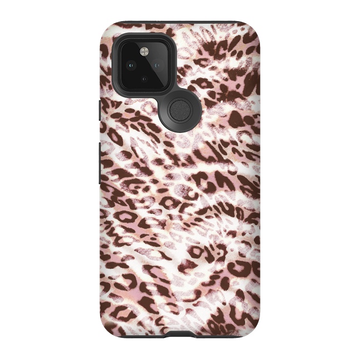 Pixel 5 StrongFit Blush pink leopard print and zebra stripes by Oana 