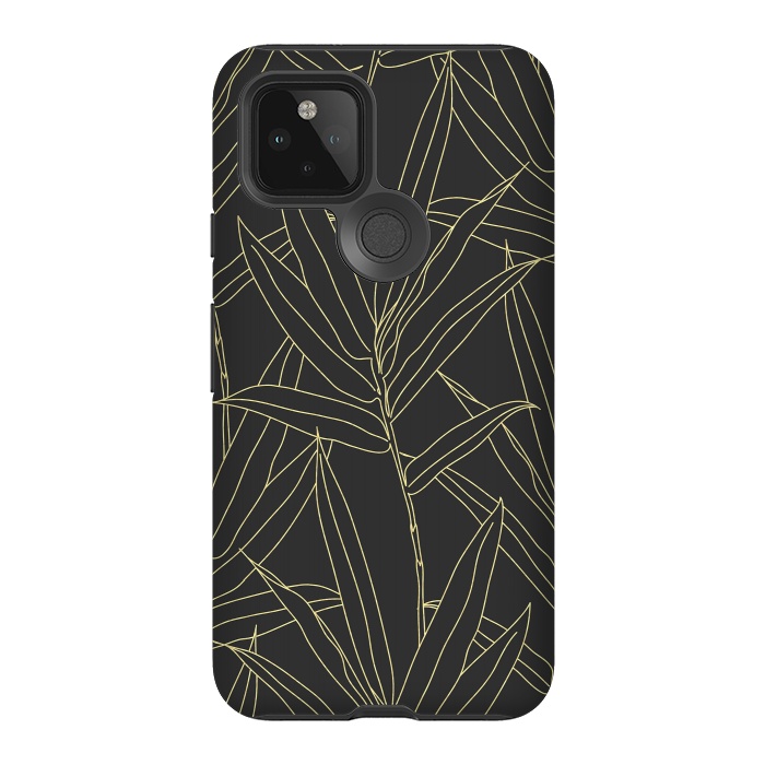 Pixel 5 StrongFit Elegant bamboo foliage gold strokes design  by InovArts