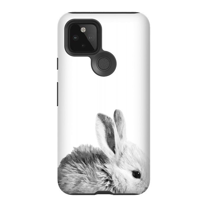 Pixel 5 StrongFit Black and White Bunny by Alemi