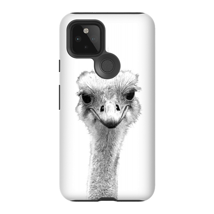 Pixel 5 StrongFit Black and White Ostrich by Alemi