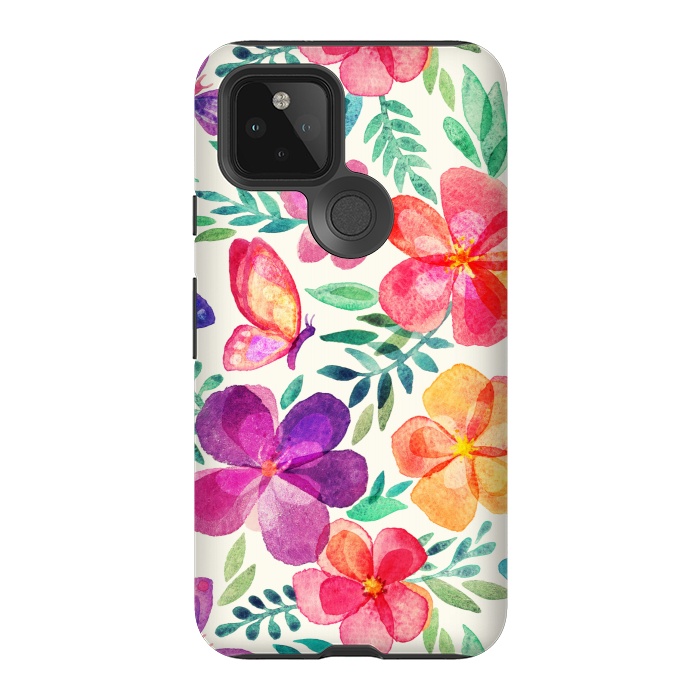 Pixel 5 StrongFit Pretty Summer Watercolor Blooms by Micklyn Le Feuvre
