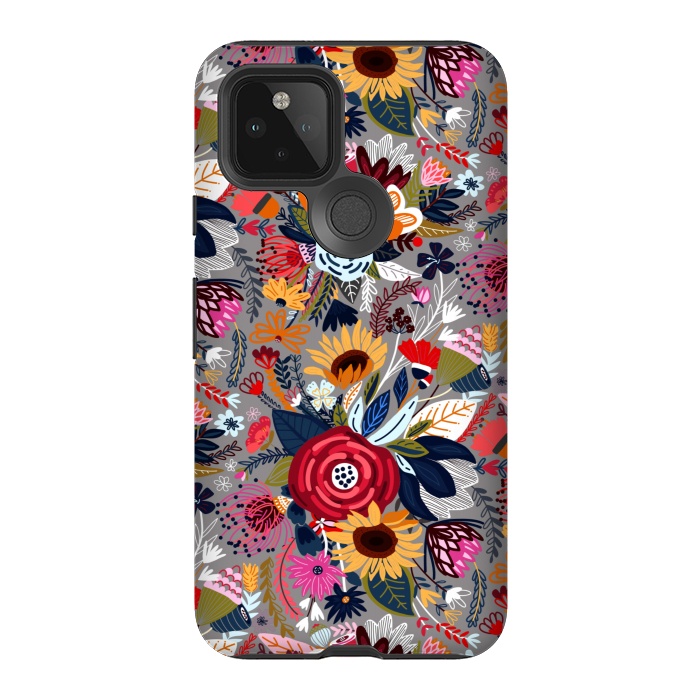 Pixel 5 StrongFit Popping Floral - Pink  by Tigatiga