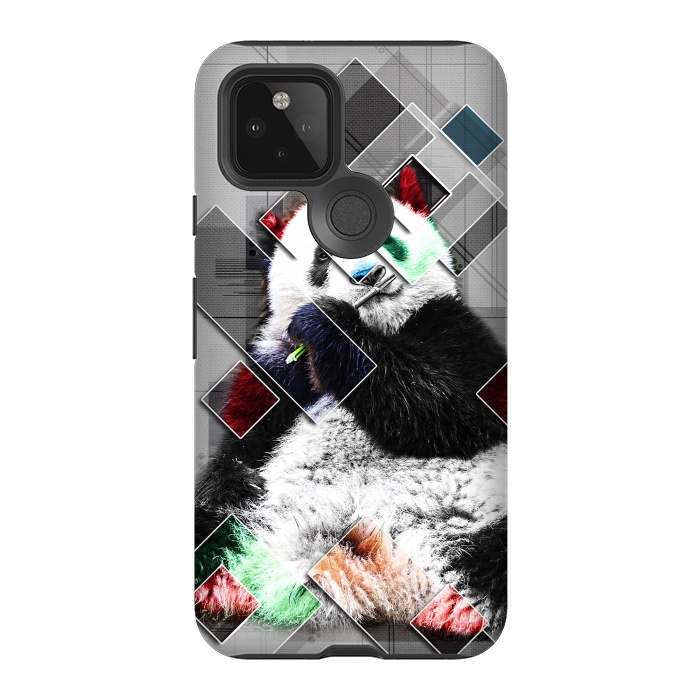 Pixel 5 StrongFit Cute colorful collage Panda by Simone Gatterwe