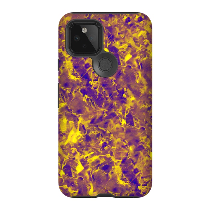 Pixel 5 StrongFit Purple and Gold Marble by Ashley Camille
