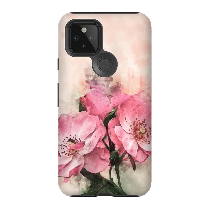 Pixel 5 StrongFit Vintage Pink Flower by Creativeaxle